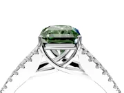 Solitaire Engagement Ring Setting for Fancy Green Radiant Cut Center with Pave Split Shank and Prong Head in White Gold