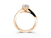 Solitaire Engagement Ring Setting for Oval Center with Princess Cut Channel Band and Prong Head in Rose Gold