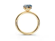 Low-Set Solitaire Engagement Ring Setting for Fancy Blue Heart-Shaped Center with Thin Plain Band and Prong Head in Yellow Gold