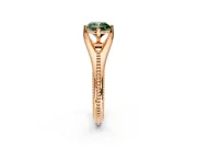 Solitaire Engagement Ring Setting for Fancy Green Cushion Cut Center with Milgrain Cathedral Band and Prong Head in Rose Gold