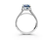 Solitaire Engagement Ring Setting for Fancy Blue Radiant Cut Center with Accented Split Shank and Prong Head in Platinum