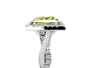 Halo Engagement Ring Setting for Fancy Yellow Princess Cut Center with Twist Band and Prong Head in White Gold