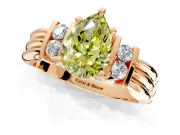 Solitaire Engagement Ring Setting for Fancy Yellow Pear-Shaped Center with Grooved Bar Accent Band and Prong Head in Rose Gold