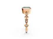 Milgrain Bezel Engagement Ring Setting for Fancy Green Asscher Cut Center with Marquise Stations and Bezel Head in Rose Gold