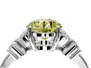 Floral Engagement Ring Setting for Fancy Yellow Round Cut Center with Marquise Cluster Shoulders and Prong Head in White Gold