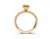 Solitaire Engagement Ring Setting for Fancy Yellow Emerald Cut Center with Milgrain X Pattern Band and Prong Head in Rose Gold