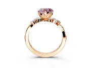 Solitaire Engagement Ring Setting for Fancy Pink Heart-Shaped Center with Marquise Accent Twist Band and Prong Head in Rose Gold