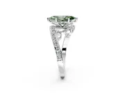 Solitaire Engagement Ring Setting for Fancy Green Marquise Center with Pave Bypass Twist Band and Prong Head in White Gold
