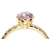 Solitaire Engagement Ring Setting for Fancy Pink Marquise Center with Large Accents and Prong Head in Yellow Gold