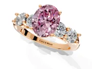 5 Stone Engagement Ring Setting for Fancy Pink Oval Center with Graduated Accents and Prong Head in Rose Gold