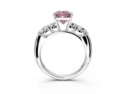 5 Stone Engagement Ring Setting for Fancy Pink Princess Cut Center with Graduated Accents and Prong Head in White Gold