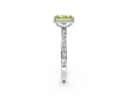 Hidden Halo Engagement Ring Setting for Fancy Yellow Radiant Cut Center with Pave Band and Prong Head in Sterling Silver