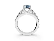 Solitaire Engagement Ring Setting for Fancy Blue Oval Center with Graduated Shared Prongs and Prong Head in Platinum