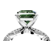 Solitaire Engagement Ring Setting for Fancy Green Princess Cut Center with Marquise Panel Band and Prong Head in Platinum