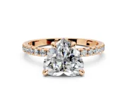 Solitaire Engagement Ring Setting for Heart-Shaped Center with Fine Pave Narrow Band and Prong Head in Rose Gold