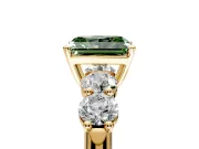 5 Stone Engagement Ring Setting for Fancy Green Radiant Cut Center with Graduated Accents and Prong Head in Yellow Gold