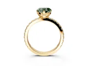 Solitaire Engagement Ring Setting for Fancy Green Heart-Shaped Center with Fine Pave Band and Claw Prong Head in Yellow Gold