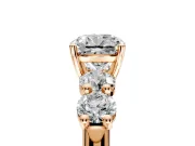 5 Stone Engagement Ring Setting for Cushion Cut Center with Graduated Accents and Prong Head in Rose Gold