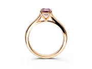 Solitaire Engagement Ring Setting for Fancy Pink Emerald Cut Center with Narrow Cathedral Band and Prong Head in Rose Gold