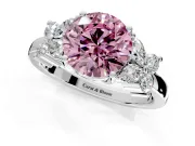 Floral Engagement Ring Setting for Fancy Pink Round Cut Center with Marquise Cluster Shoulders and Prong Head in Platinum