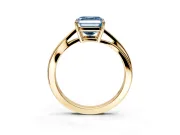 Solitaire Engagement Ring Setting for Fancy Blue Asscher Cut Center with Plain Bypass Twist Band and Prong Head in Yellow Gold