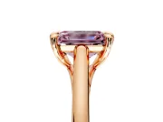 Solitaire Engagement Ring Setting for Fancy Pink Emerald Cut Center with Cathedral Band and Prong Head in Rose Gold