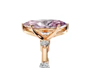 Solitaire Engagement Ring Setting for Fancy Pink Marquise Center with Bezel Station Band and Prong Head in Rose Gold