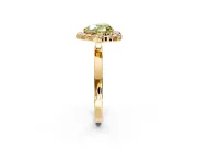 Halo Engagement Ring Setting for Fancy Yellow Heart-Shaped Center with Thin Plain Band and Prong Head in Yellow Gold