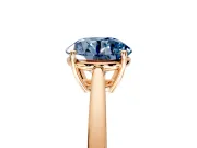 Solitaire Engagement Ring Setting for Fancy Blue Round Cut Center with Open Cathedral Shoulders and Prong Head in Rose Gold