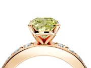 Solitaire Engagement Ring Setting for Fancy Yellow Cushion Cut Center with Channel-Set Accents and Prong Head in Rose Gold