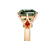 Solitaire Engagement Ring Setting for Fancy Green Asscher Cut Center with Plain Band and Tulip Prong Head in Rose Gold