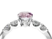 5 Stone Engagement Ring Setting for Fancy Pink Pear-Shaped Center with Plain Band and Prong Head in Platinum