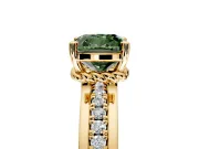 Solitaire Engagement Ring Setting for Fancy Green Cushion Cut Center with Raised Channel Band and Prong Head in Yellow Gold