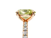 Solitaire Engagement Ring Setting for Fancy Yellow Oval Center with Fine Pave Narrow Band and Prong Head in Rose Gold