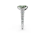 Solitaire Engagement Ring Setting for Fancy Green Marquise Center with Pave Cathedral Shoulders and Prong Head in Platinum