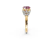 Leaf Cluster Engagement Ring Setting for Fancy Pink Round Cut Center with Marquise Accents and Prong Head in Yellow Gold