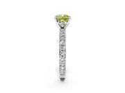 Solitaire Engagement Ring Setting for Fancy Yellow Cushion Cut Center with Milgrain-Edged Pave Band and Prong Head in Sterling Silver