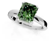 Solitaire Engagement Ring Setting for Fancy Green Radiant Cut Center with Plain Band and Flat Tab Prong Head in White Gold