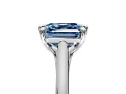 Solitaire Engagement Ring Setting for Fancy Blue Asscher Cut Center with Cathedral Band and Prong Head in Sterling Silver