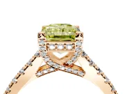 Solitaire Engagement Ring Setting for Fancy Yellow Radiant Cut Center with Widening Pave Band and Claw Prong Head in Rose Gold