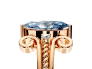 Solitaire Engagement Ring Setting for Fancy Blue Marquise Center with Twisted Band and Scroll Prong Head in Rose Gold