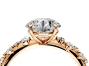 Cluster Engagement Ring Setting for Round Cut Center with Round Cut Accent Band and Prong Head in Rose Gold