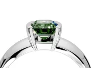 Tension Engagement Ring Setting for Fancy Green Emerald Cut Center with Wide Flat Band and Tension Head in Sterling Silver
