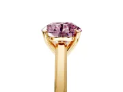 Solitaire Engagement Ring Setting for Fancy Pink Round Cut Center with Flat-Sided Plain Band and Prong Head in Yellow Gold