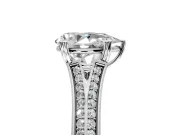 Solitaire Engagement Ring Setting for Pear-Shaped Center with Pave Rail Split Shank and Prong Head in Platinum