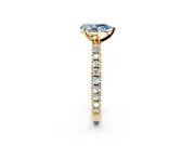 Solitaire Engagement Ring Setting for Fancy Blue Pear-Shaped Center with Fine Pave Band and Claw Prong Head in Yellow Gold