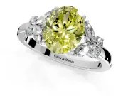 Solitaire Engagement Ring Setting for Fancy Yellow Oval Center with Marquise Flower Shoulders and Prong Head in Platinum