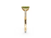Solitaire Engagement Ring Setting for Fancy Yellow Emerald Cut Center with Channel Accents and Prong Head in Yellow Gold