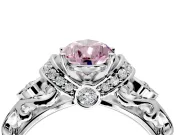 Solitaire Engagement Ring Setting for Fancy Pink Pear-Shaped Center with Filigree Band and Prong Head in Platinum