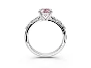 Solitaire Engagement Ring Setting for Fancy Pink Oval Center with Trailing Leaf Accent Band and Prong Head in Platinum